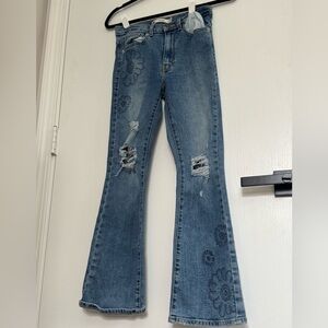 Levi's Blue Flare Jeans with Floral Design